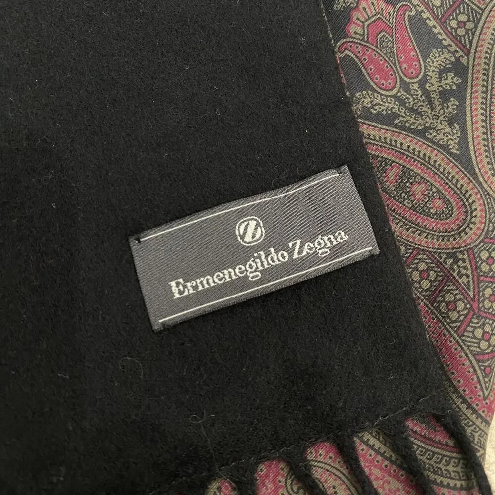Read! Ermenegildo Zegna Silk Wool Long Paisley Fringed Scarf Classy Classic